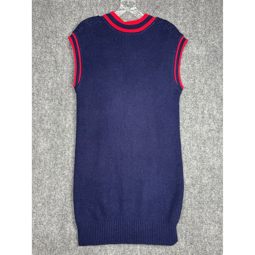 Nouveaux Womens Preppy Cable Knit Varsity Stripe Sweater Vest Navy Blue S - Picture 9 of 12